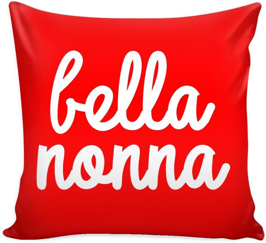 Italy Throw Pillow Cover with Insert – Bella Nonna Decorative Charming Italian-Themed Designs - Personalized Décor - Square Cushion is Ideal for Chair, Couch, Bed, Sofa, Living Room, Bedroom