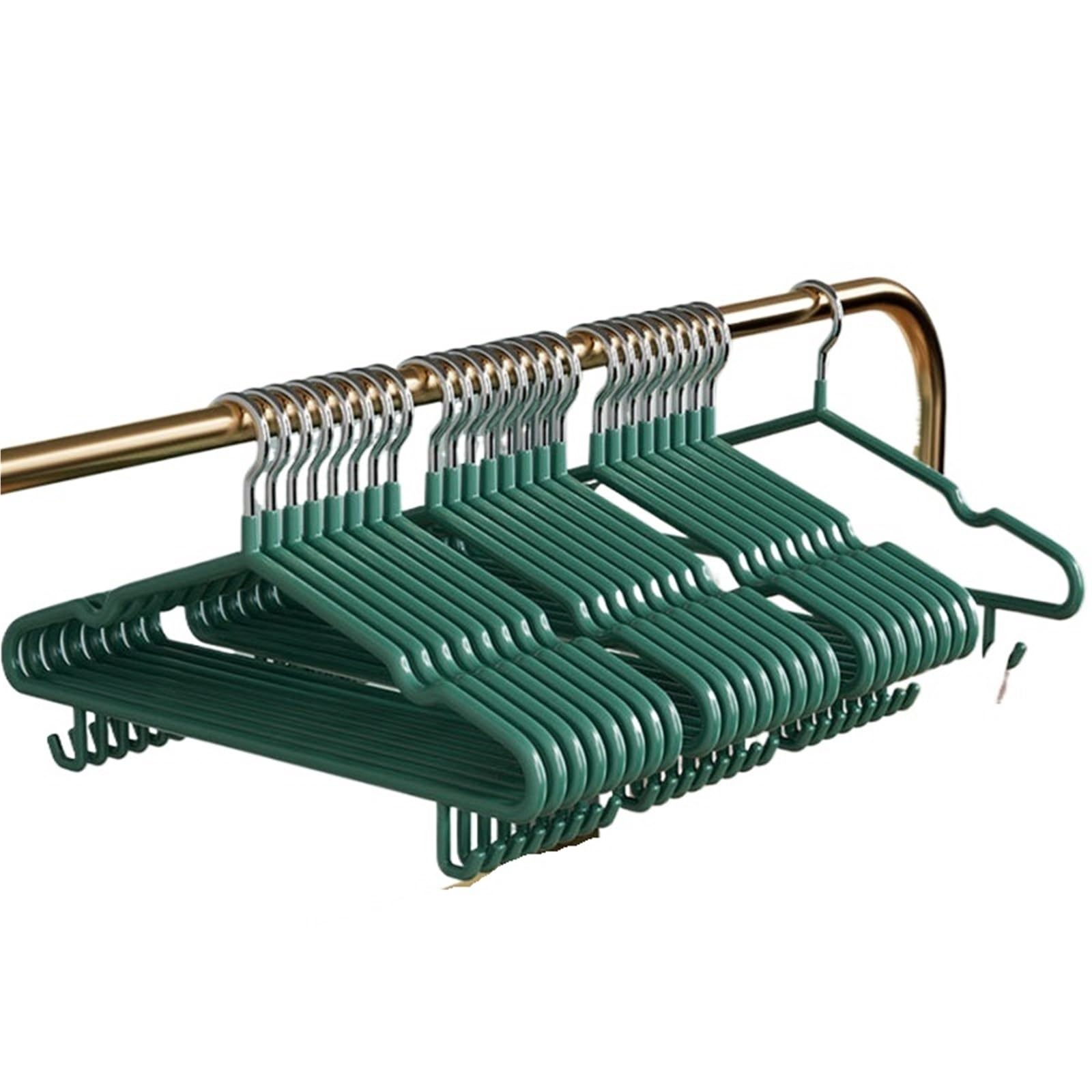 Clothes Hangers Hangers 10pcs Non-Slip Coated With Hooks Suit Coat Metal For Clothes No Trace Pant Hanging Hanger With Round Notches(Green)