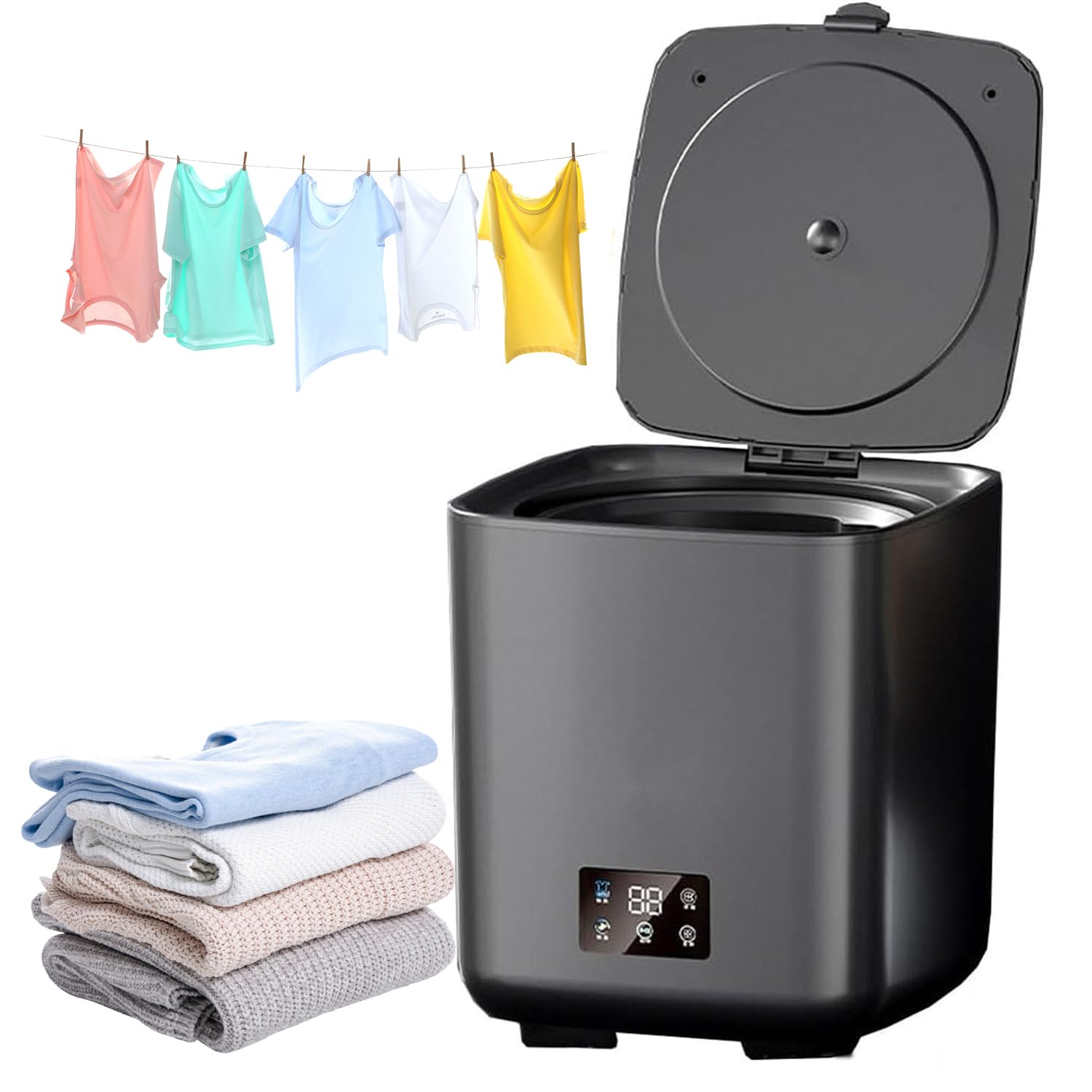 Lavadora portátil, lavadora y secadora totalmente automática con limpieza profunda, 4 modos de limpieza, mini máquina de lavandería para ropa de bebé, ropa interior, camping y viajes