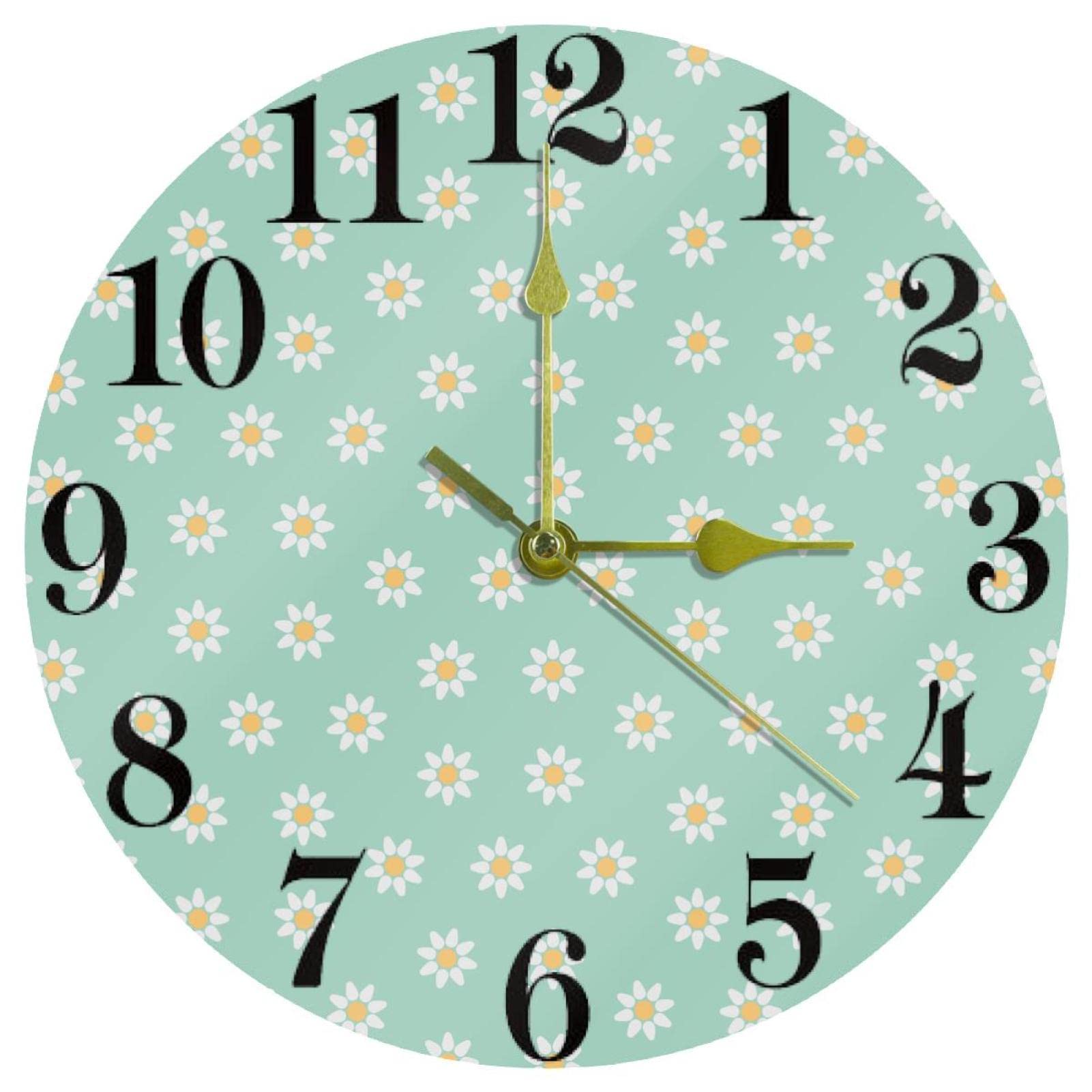 Horloge murale quartz silencieuse marguerite de 25 cm pour cuisine