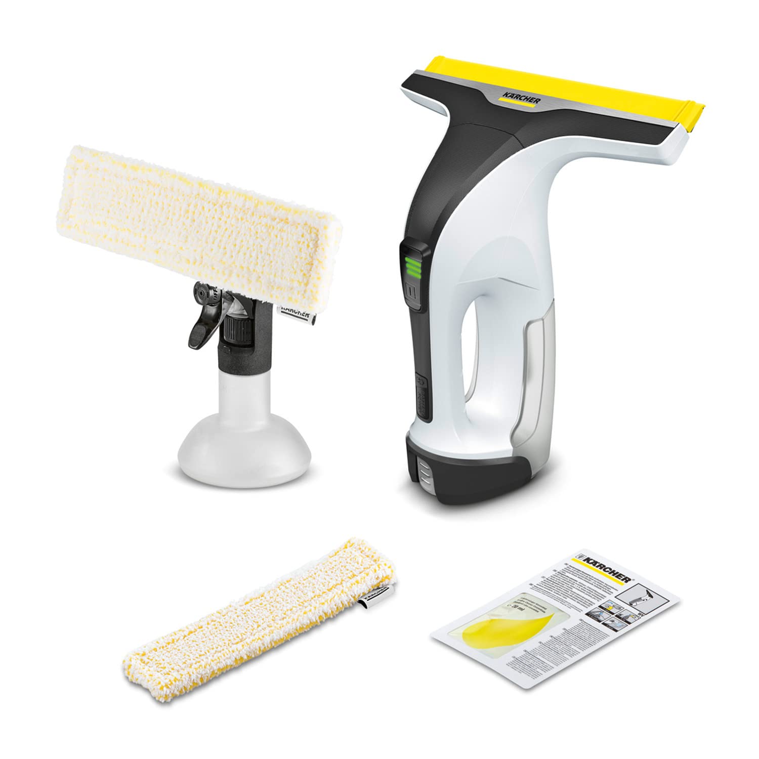 KÄRCHER Fenstersauger WV 4-4 Plus, Battery Power 4/25 Akku, 150 ml Tank, LED-Anzeige, Sprühflasche mit Mikrofaserbezug, 20 ml Konzentrat, ohne Akku