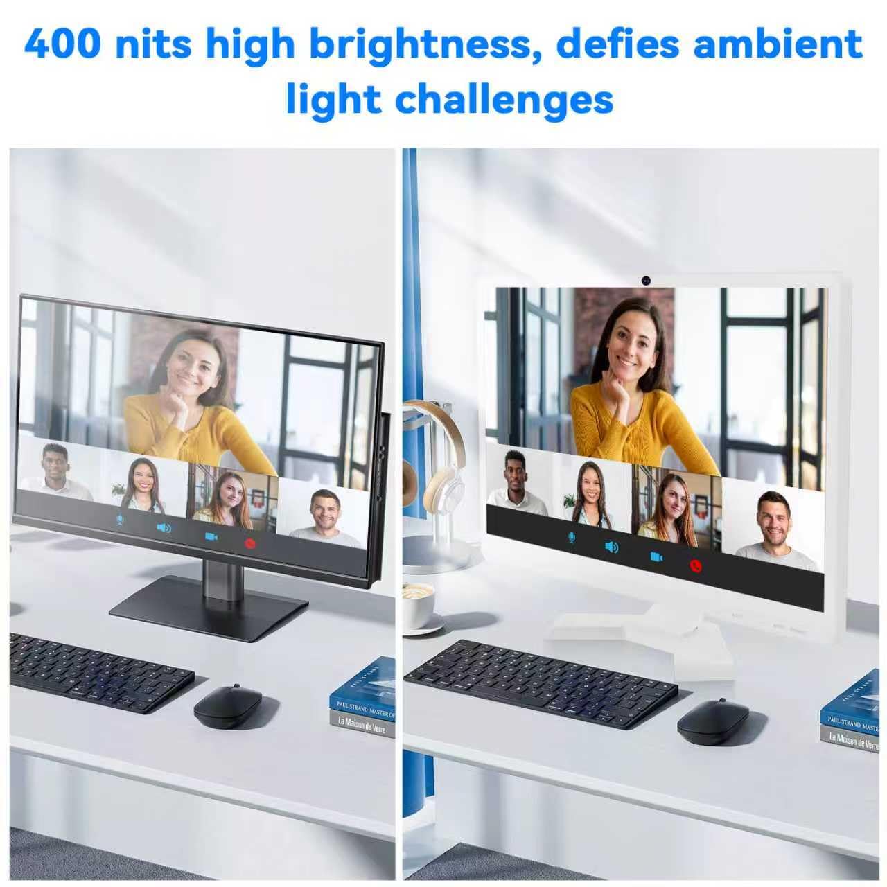 22 inch Touch Screen Monitor with Webcam FHD 1920x1080P Computer Monitor FreeSync HDR HDMI Ports Eye Care Frameless VESA Mount — view 5
