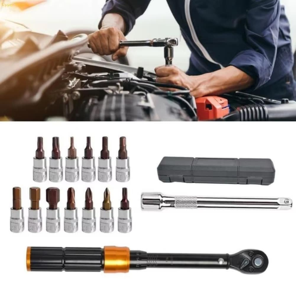 Set di chiavi dinamometriche, 2-24 Nm, con cricchetto a 72 denti, kit da 15 pezzi per riparazione bici, moto, auto