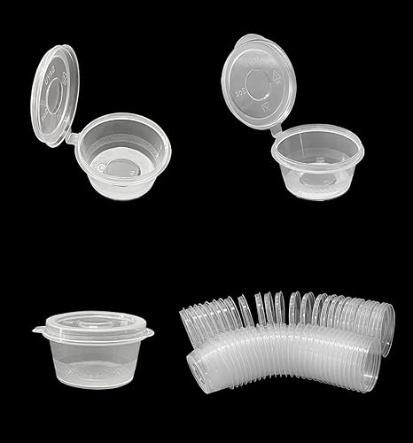 Miniatura 3 de Vasos de plástico para soufflé, desechables transparentes a prueba de fugas con tapa con bisagras, se utilizan para varias salsas, muestras de