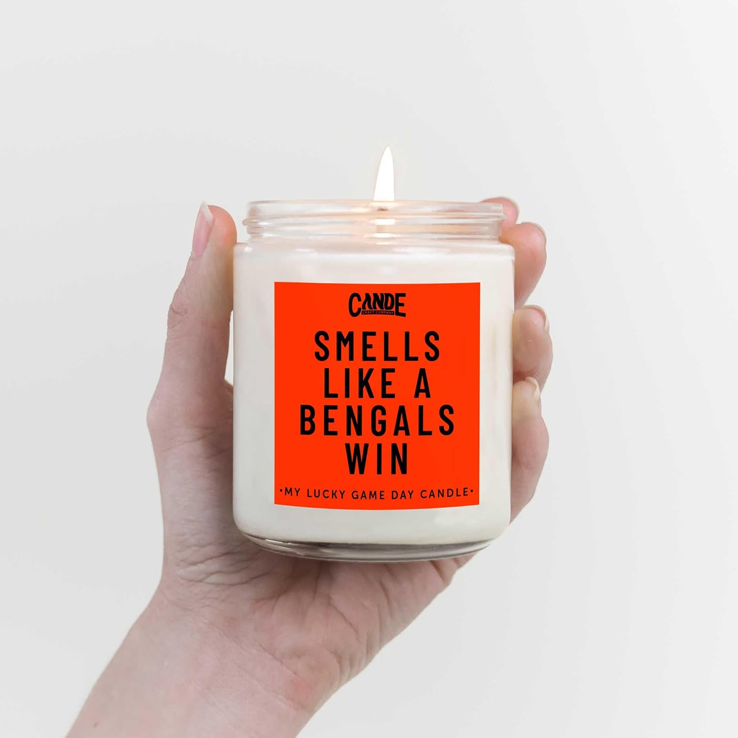 Smells Like a Bengals Win Candle – Bengals Football Inspired Scented Candle – Teakwood & Mahogany Fragrance – Hand-Poured Soy Wax – Gift for Bengals Fans, Home Decor, Man Cave, Game Day Essential image 3