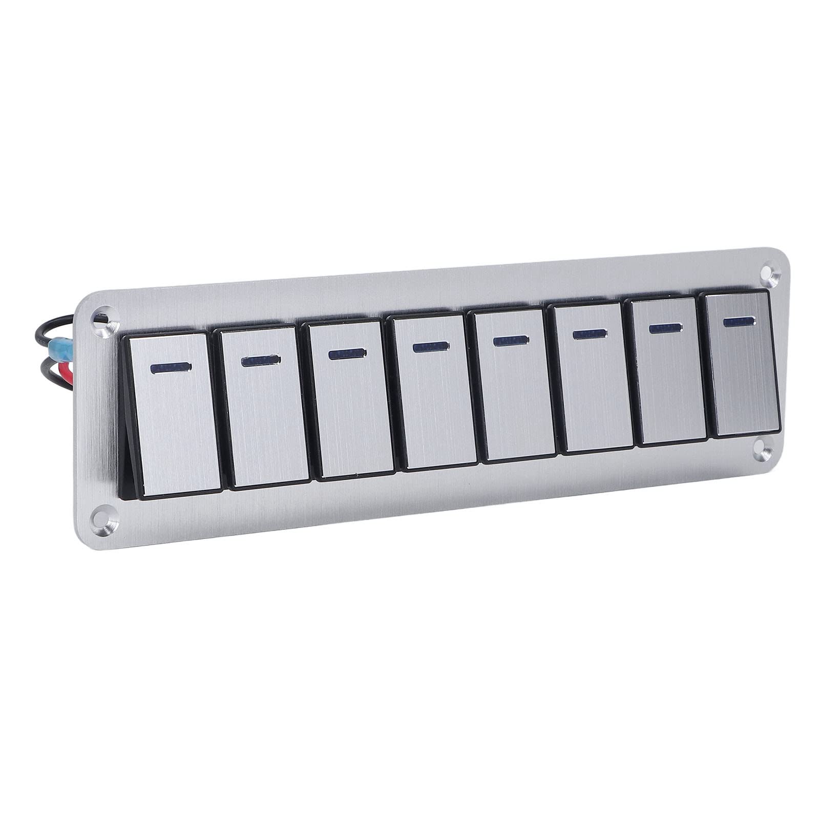 Generic Panel Przełączników Kołyskowych 8-krotny z Niebieskimi Wskaźnikami LED, Panel Przełączników ze Stopu Aluminium do Samochodów, Pojazdów Kempingowych, Motocykli, Autobusów, Przyczep, Pojazdów
