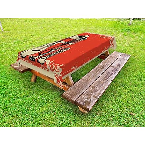 ABAKUHAUS Western Outdoor Tablecloth, Beige Orange Cover