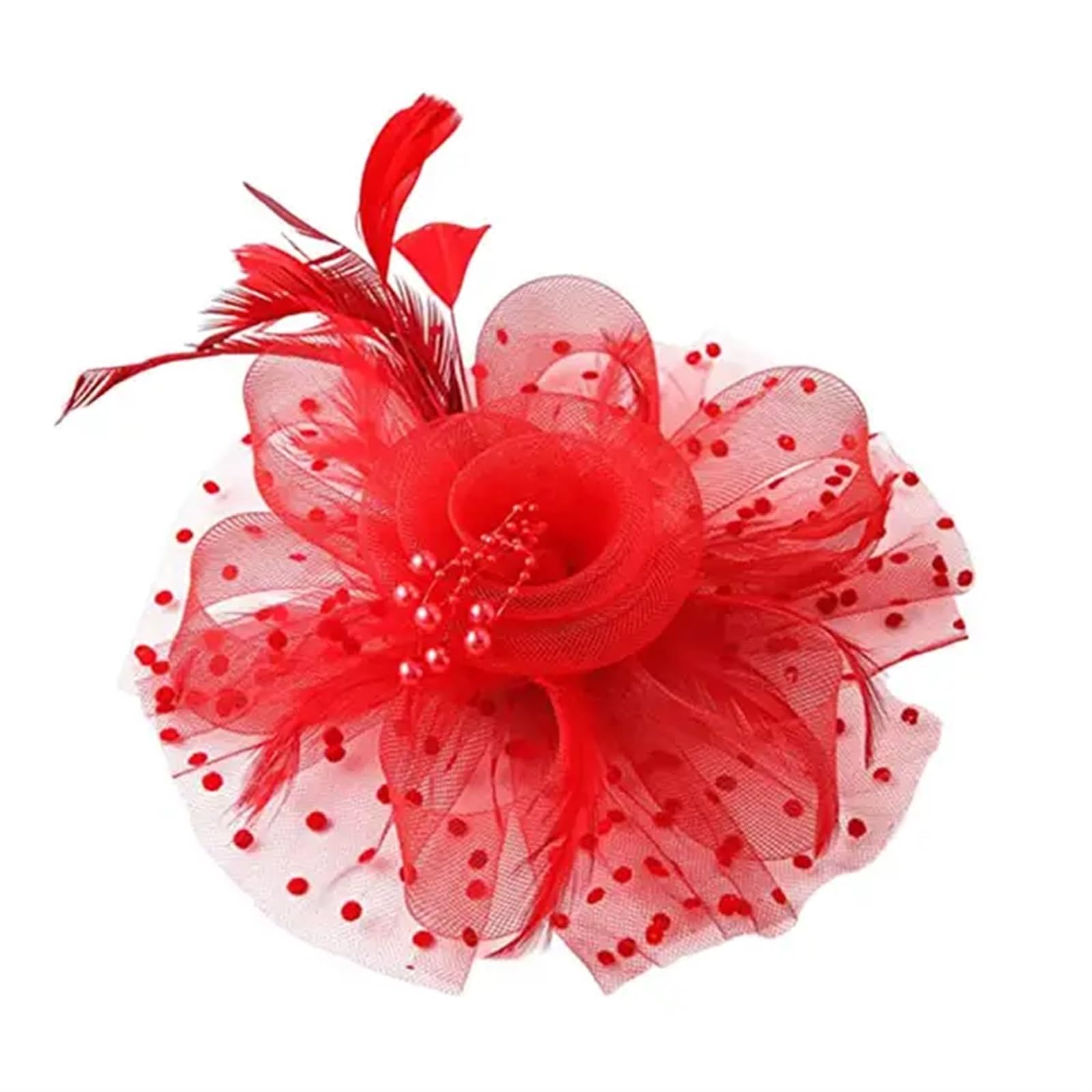 UALXPAO Wedding Hats Party Fascinator Headdress Wedding Headwear Bridal Hair Accessories for Tea Party,Weddings(Red)