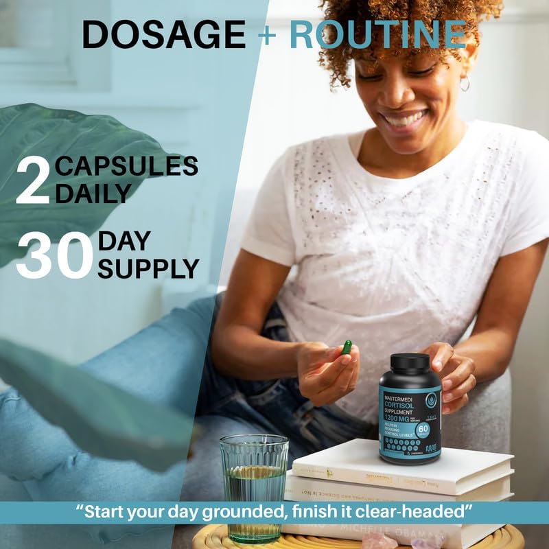 mastermedi Cortisol Supplements for Women and Men Support with Magnesium, Ashwagandha, Lion’s Mane & GABA – Adaptogenic Stress Relief & Mood Support – Non-GMO, No Fillers, Gluten-Free - Image 3