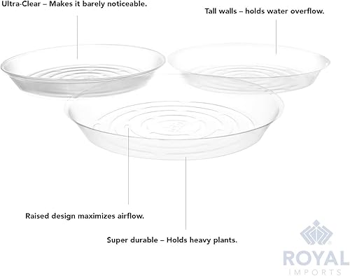 Miniatura 4 de Royal Imports Plato de plástico para maceta, bandeja de goteo transparente, plato desechable para maceta, forro de drenaje de humedad para el hogar