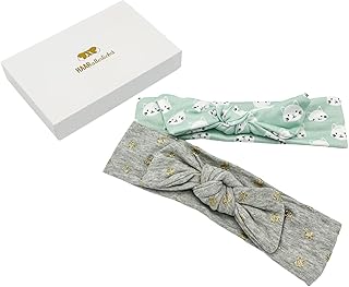 HAARallerliebst Cintas para el pelo con lazo (36 cm, color gris menta, juego de 2 unidades), incluye caja para guardar
