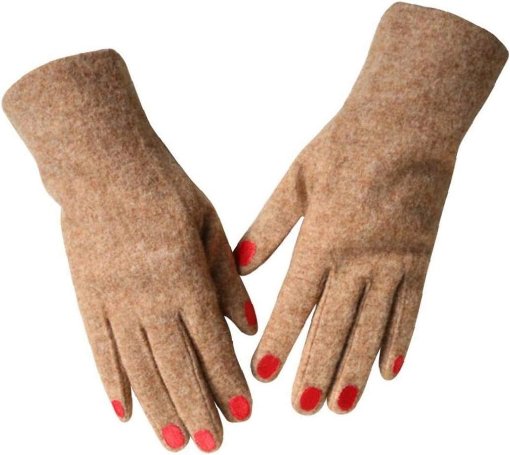 Hotaden 1pair Cute Nail Polish Embroidery Cashmere Gloves Women Wool Thick Touch Screen Gloves Female Winter Warm Driving Gloves