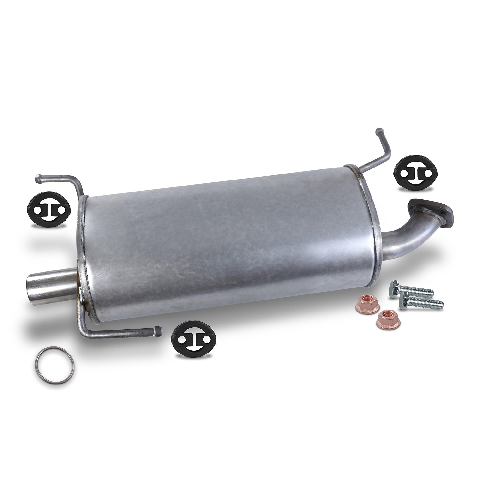 BESTPRICE Silencieux Set 1x silencieux arrière, 3x butoirs, 1x joint, 2x vis à tête hexagonale M10, 2x écrous hexagonaux M10 Compatible avec OPEL AGILA (B) (H08), SUZUKI SPLASH (EX)