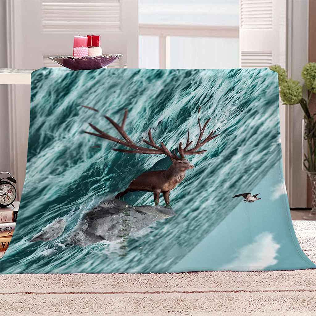 Couverture microfibre wapiti bleu pour des soirées cocooning chaleureuses en hiver