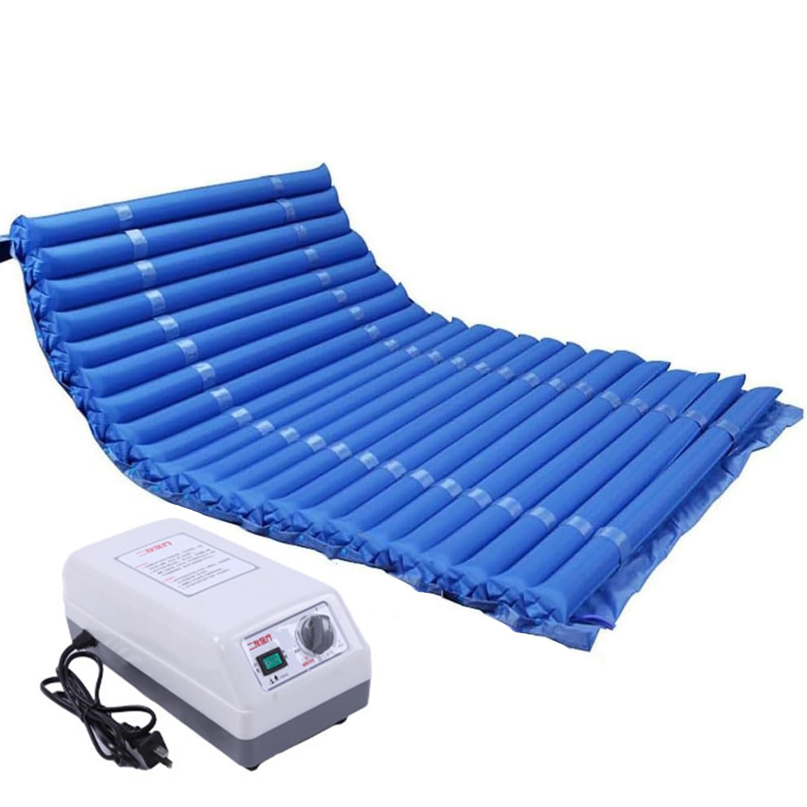 Materasso Antidecubito Largo 130cm con Compressore Silenziato,Materassino Antidecubito A Pressione Alternata,Materasso Antidecubito per Anziani,Materasso Antidecubito Ad Aria,Blu