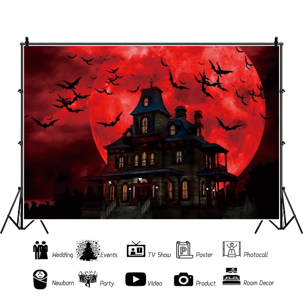 Amazon.co.jp: Qinunipoto 背景布 ハロウィン 赤の月の夜