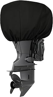 GlückMarine Outboard Motor Cover Compatible with Mercury Suzuki Evinrude Yamaha Honda Tohatsu 60-100 HP Boat Engines Heavy Duty Sun Proof Black