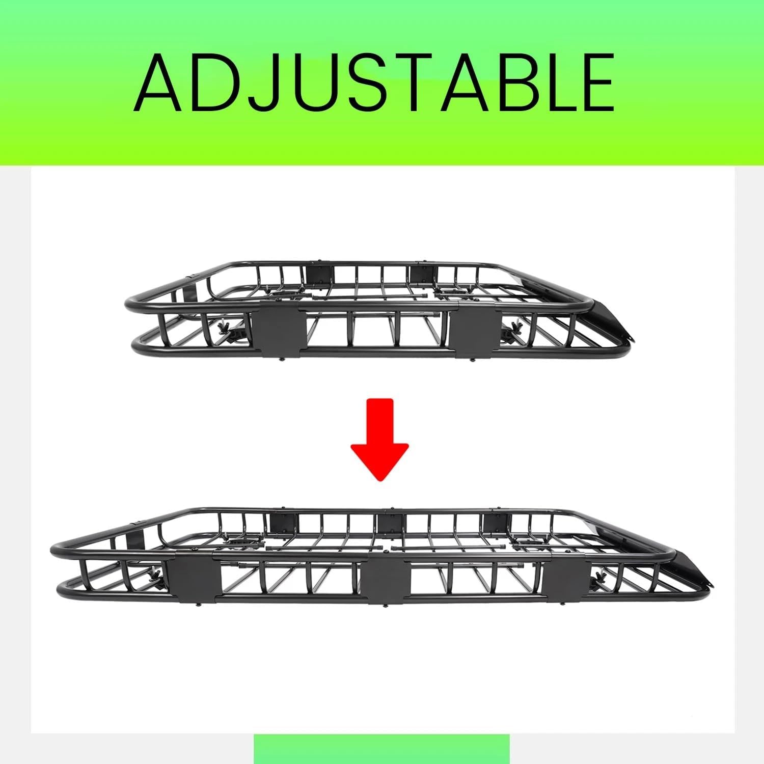500 LB Roof Rack Cargo Basket 64 Inch Extendable Steel Carrier for SUV Truck Universal Fit with Cross Bars Black Powder Coated Luggage Holder