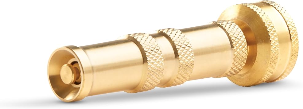 Gilmour Medium Duty Solid Brass Twist Cleaning Nozzle | Durable Brass Build, Adjustable Jet to Rinse Spray Pattern, Multi Use for Watering and Cleaning
