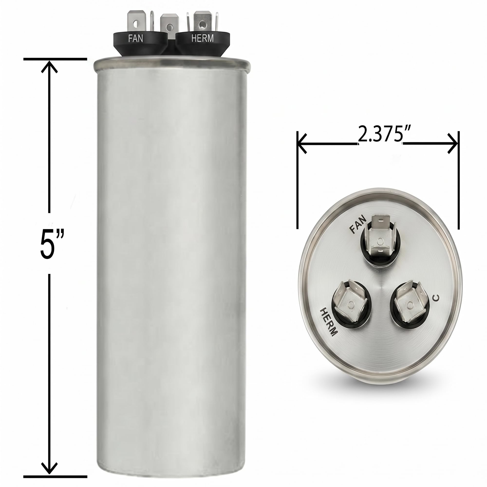 ClimaTek Condensador dual redondo para portador P291-7073RS - 70 + 7.5 uF MFD x 370 VCA
