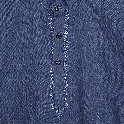 Image of Baby Boys Ethnic Wear Cotton Kurta Pyjama Set with Embroidery