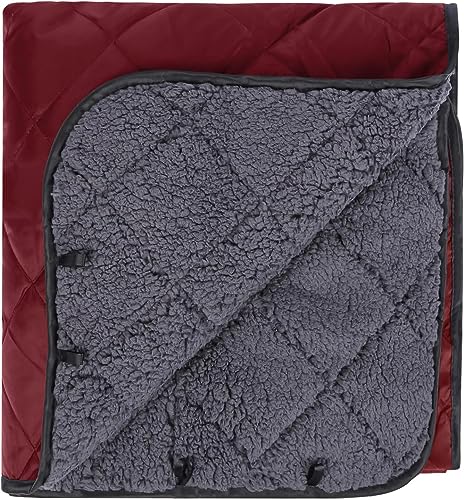 REDCAMP Große Camping Decke mit Sherpa Futter, Kaltwetter Warme Outdoor Decke Winddicht für Camping Stadion, Maschinenwaschbar 59'x 79' Rot