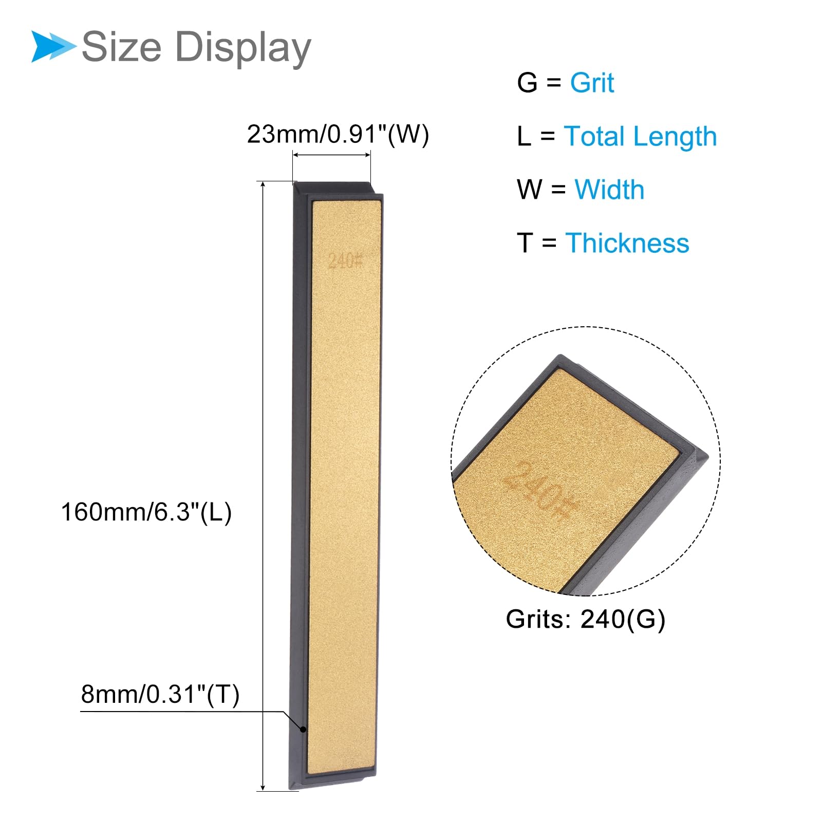 CoCud Diamond Sharpening Stone, 240 Grit 6" x 0.8" Total Size, Titanium Coated Whetstone Sharpener Abrasive Tool - Image 2