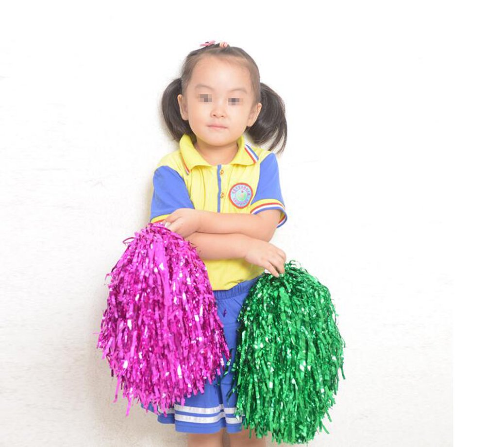 2 Pompon Cheerleader Argento 30cm - Per Sport, Feste Ed Eventi (70g Cadauno) - Foto 8