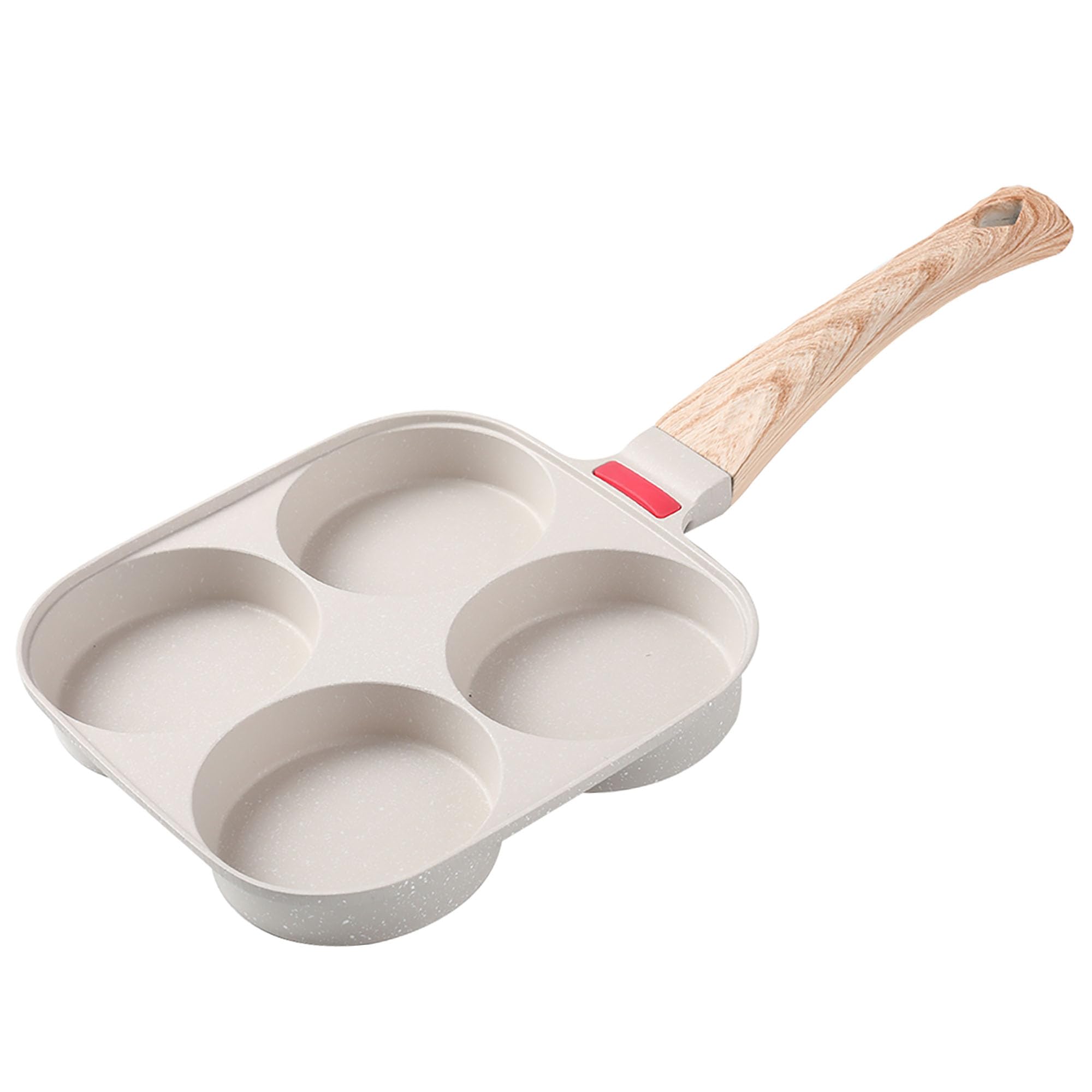 Egg Pan 4 Cup Nonstick Frying Omelette Pan No Lid Breakfast Skillet for Eggs Pancake White