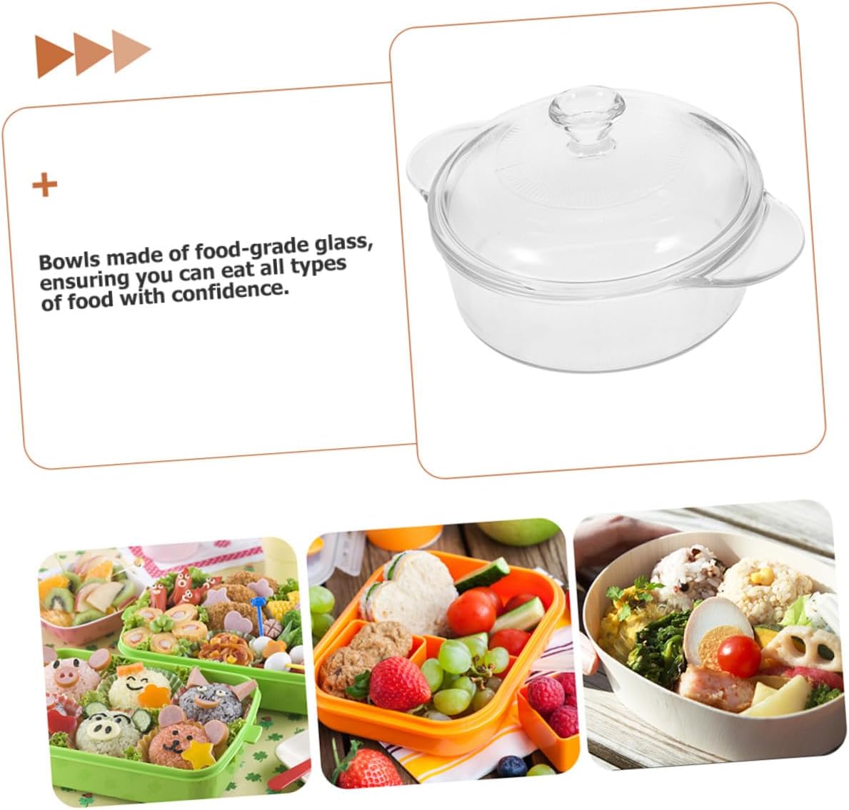 GARVALON Heat-resistant Glass Bowl with Lid 1.7l Large Kitchen Food Bowl for Salad Dessert Serving and Entertaining