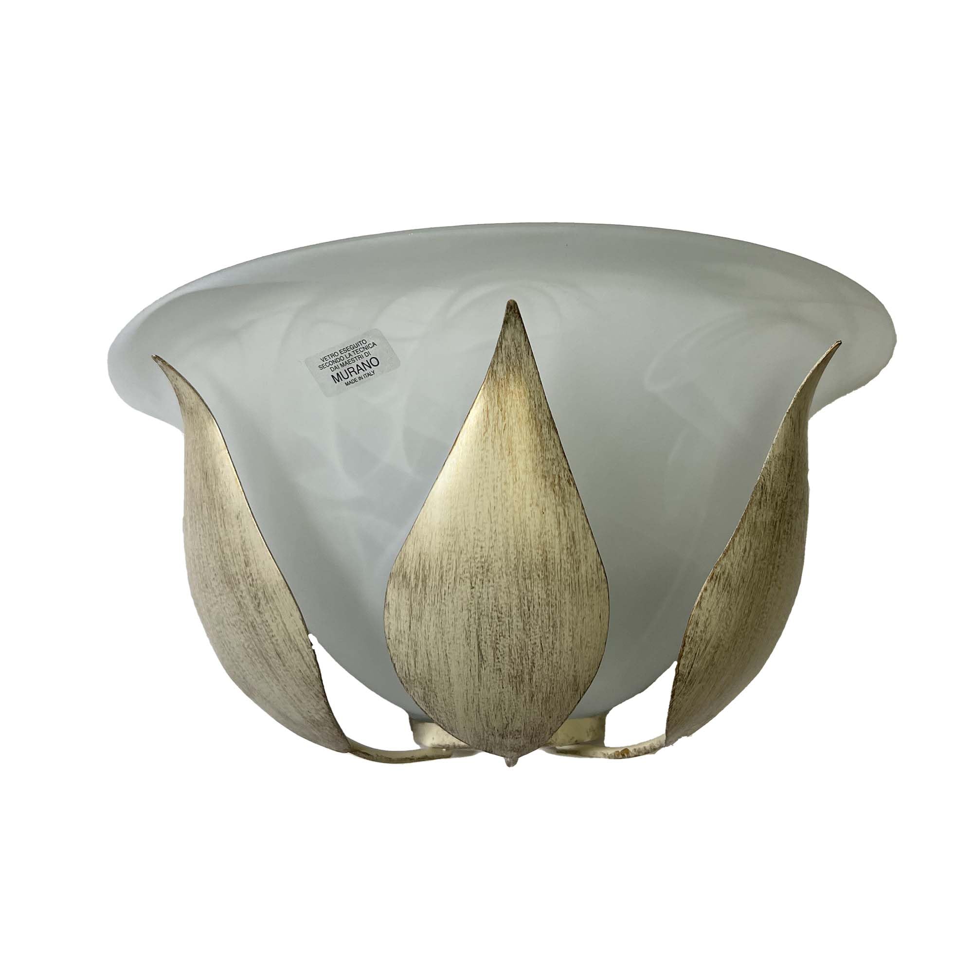 Generico Applique da parete in vetro di murano e ferro battuto avorio e oro, lampada da parete classica shabby chic 1 luce bon-209
