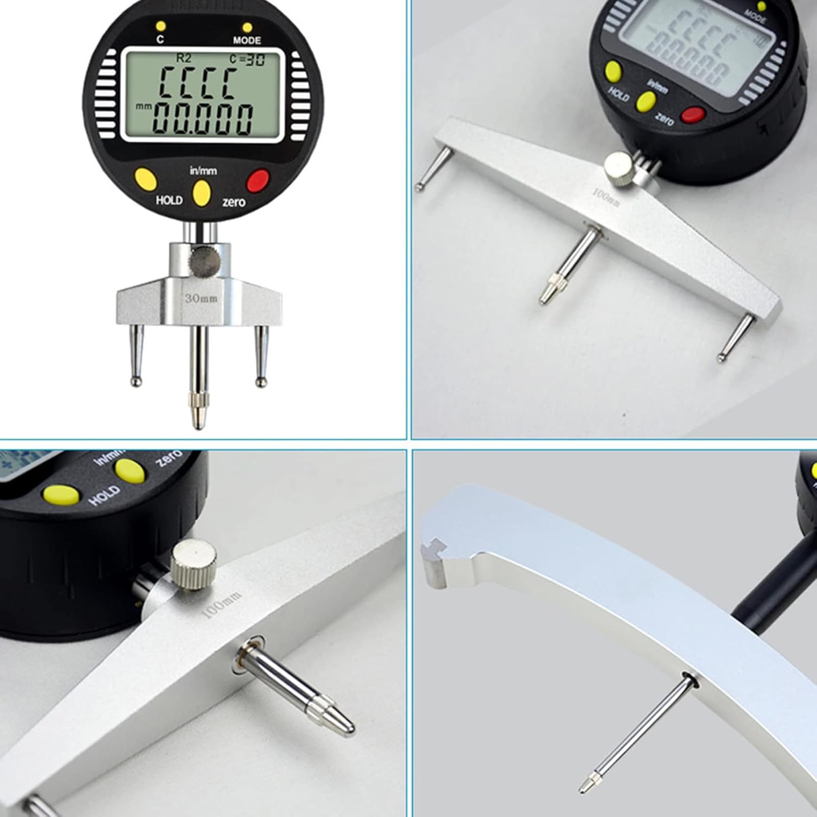 Digitales Radius-Messgerät, hohe Genauigkeit, elektronisches Radius-Messwerkzeug mit 5 austauschbaren Backen, Radiusbereich 5–700 mm für präzisionsmechanische Teile