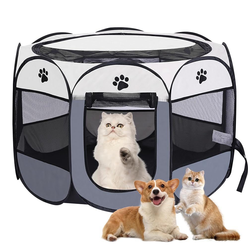 ZOYDP Parque para Perros, 73 x 73 x 43cm Corralito para Perros, Parque Perros Pequeños, Perros Plegable Corralito Perro En Tela Oxford para Cachorros Perros Gatos Conejos