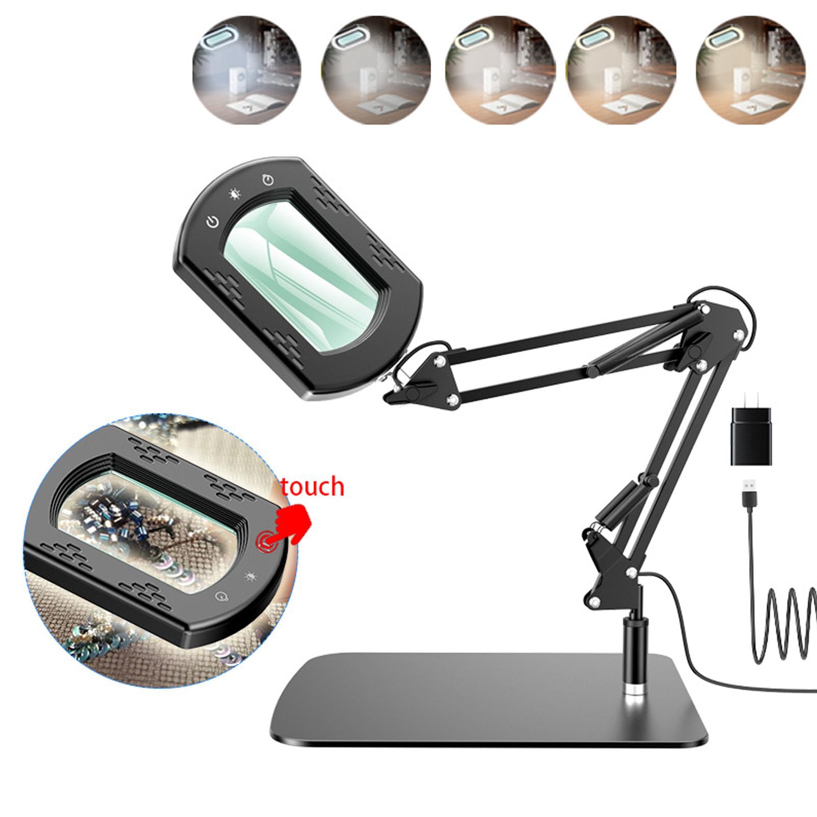 Zunate Lámpara de Escritorio con Lupa LED 15X Brillo Ajustable Control