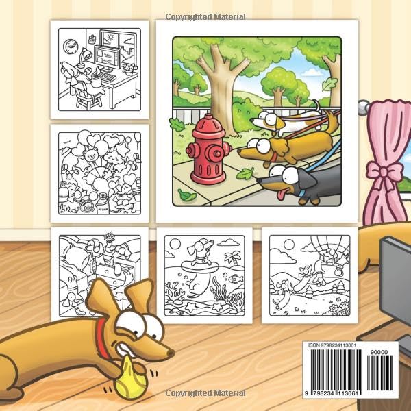 Wiener Dogs 3: Bold and Easy Coloring Book for Adults and Teens Featuring Cozy Dachshunds and Funny Sausage Dogs (Wiener Dogs Coloring Books) image 3