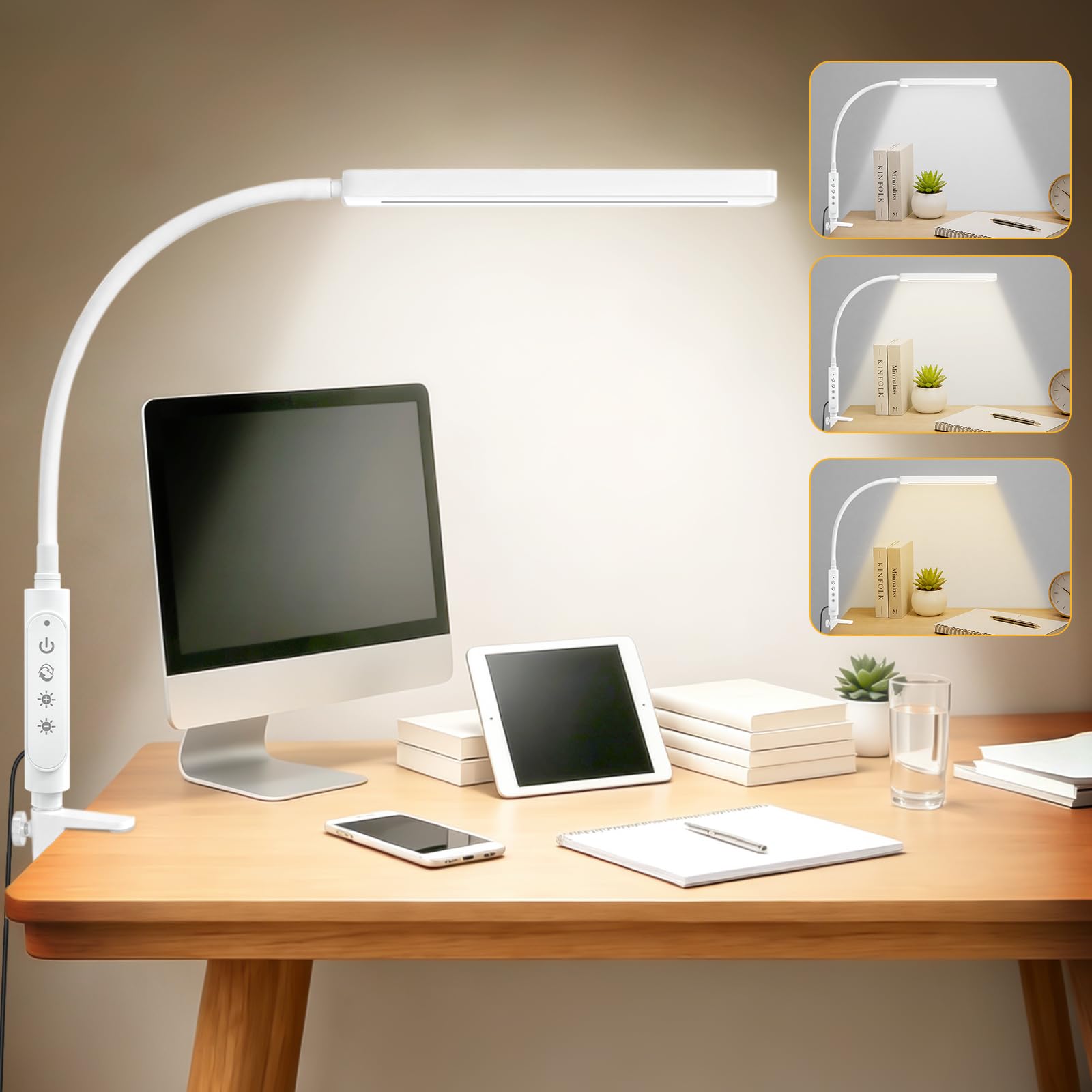 Lermende Lampada da scrivania a LED con morsetto White-JS