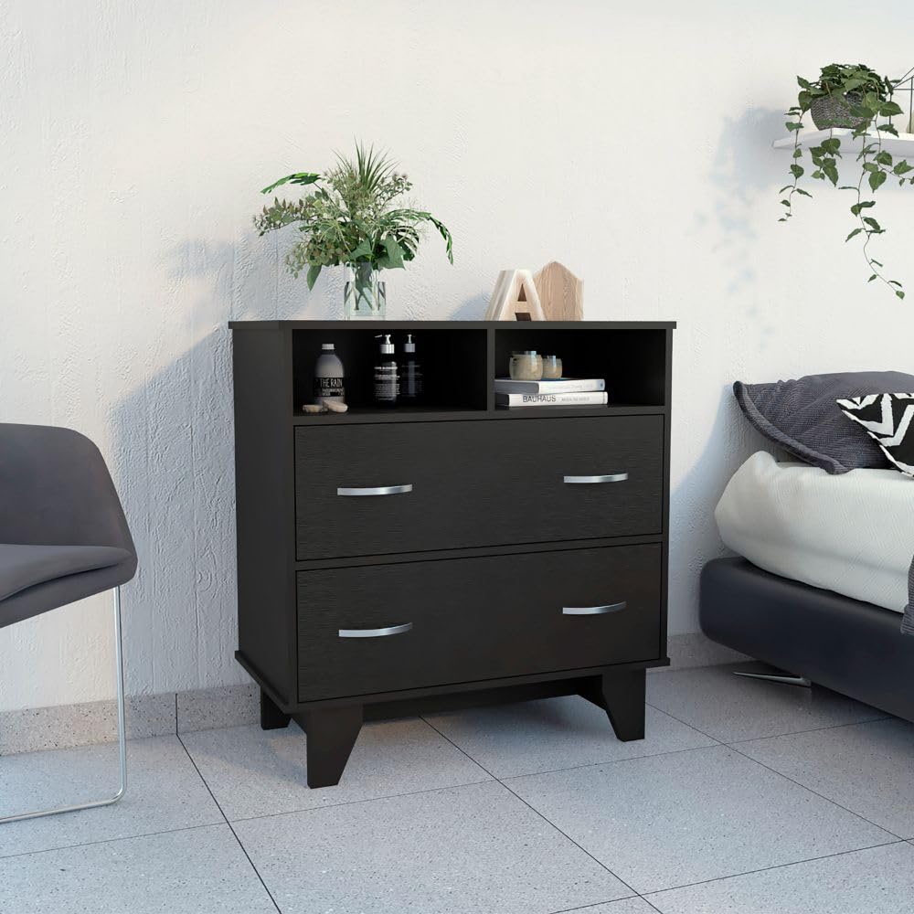 Double Drawer Dresser Arabi  Two Shelves  Black Wengue Finish(D0102Hge1Bg)