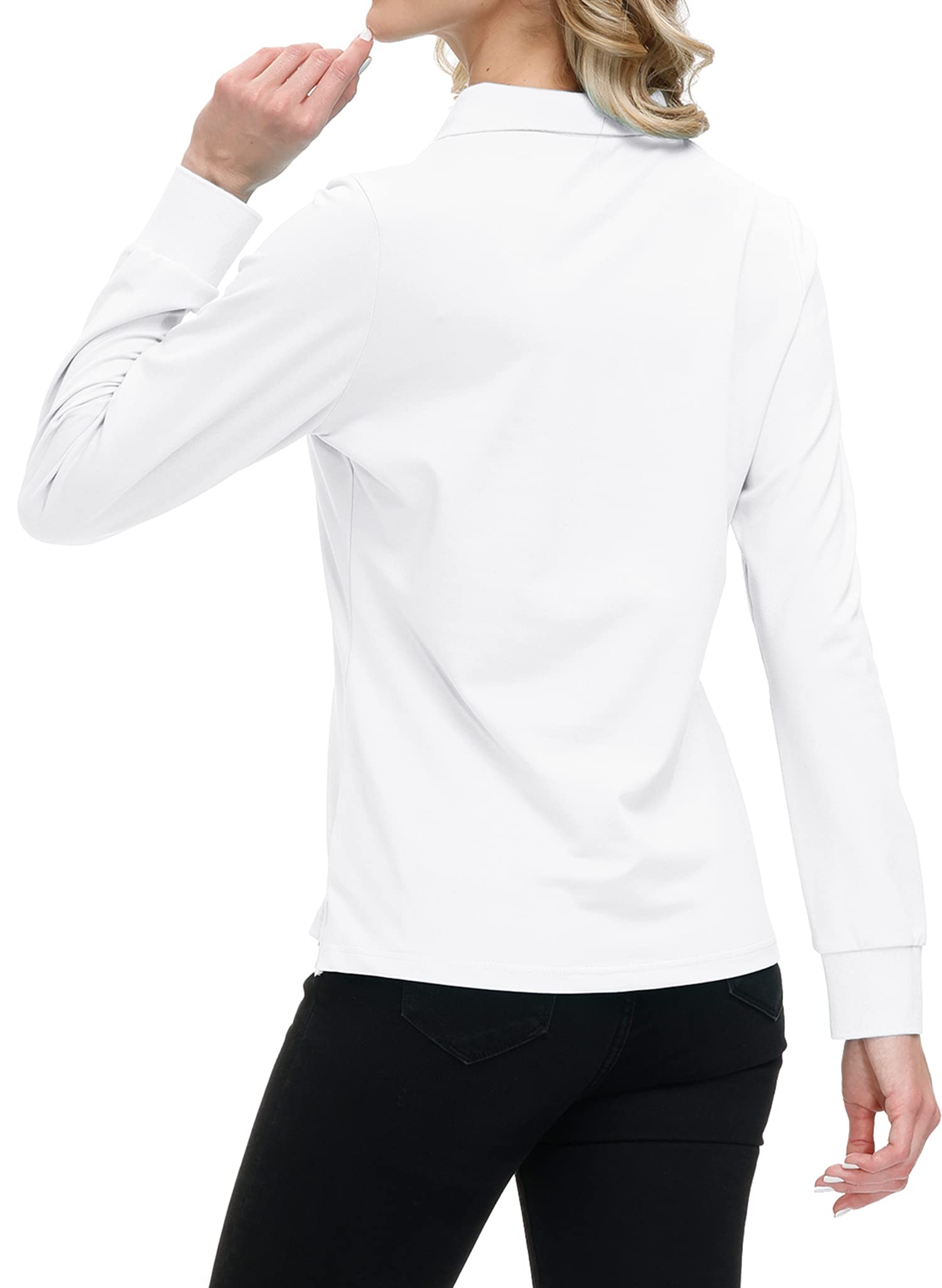 MoFiz Polo Femme Shirt Manches Longues Coton Sport Polo d'hiver Golf Tops Col Zippé