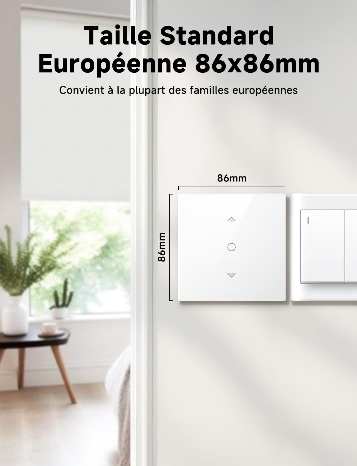 Interrupteur Volet Roulant Connecté, Etersky Bouton Volet Roulant Alexa En Pourcentage, Interrupteur Volet Roulant Wifi, Contrôle à Distance, Fil Neutre Requis, 2 Packs