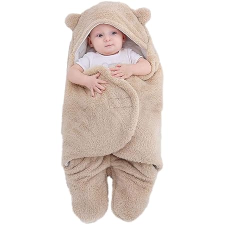 Amazon Fashionslee Jp おくるみ 新生児 冬 ベビーおくるみ 足付き ベビー寝袋 ベビー服 赤ちゃん 新生児着ぐるみ 人気 出産祝い 記念撮影 防寒 あったかい 肌に優しい 無地 綿 フード付き ふわふわ クマさん ブラウン おくるみ ベビー マタニティ 通販