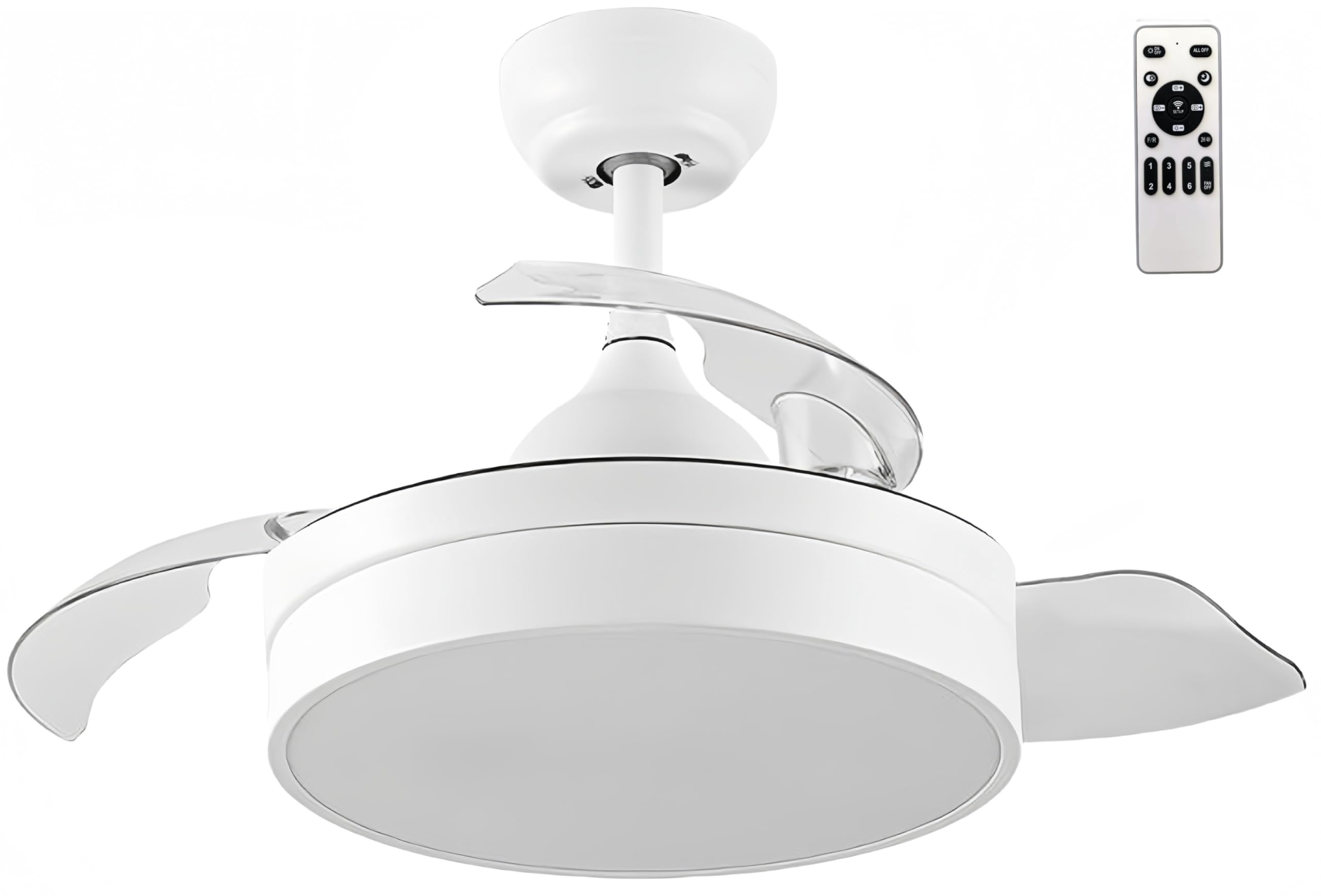 LEDUNI ® Fan with Light LED Lamp 72W Invisible Ultra Quiet Fan with Remote Control and Retractable Blades Φ52*H40cm Decoration Light Cold/Neutral/Warm Indoor Ceiling Light