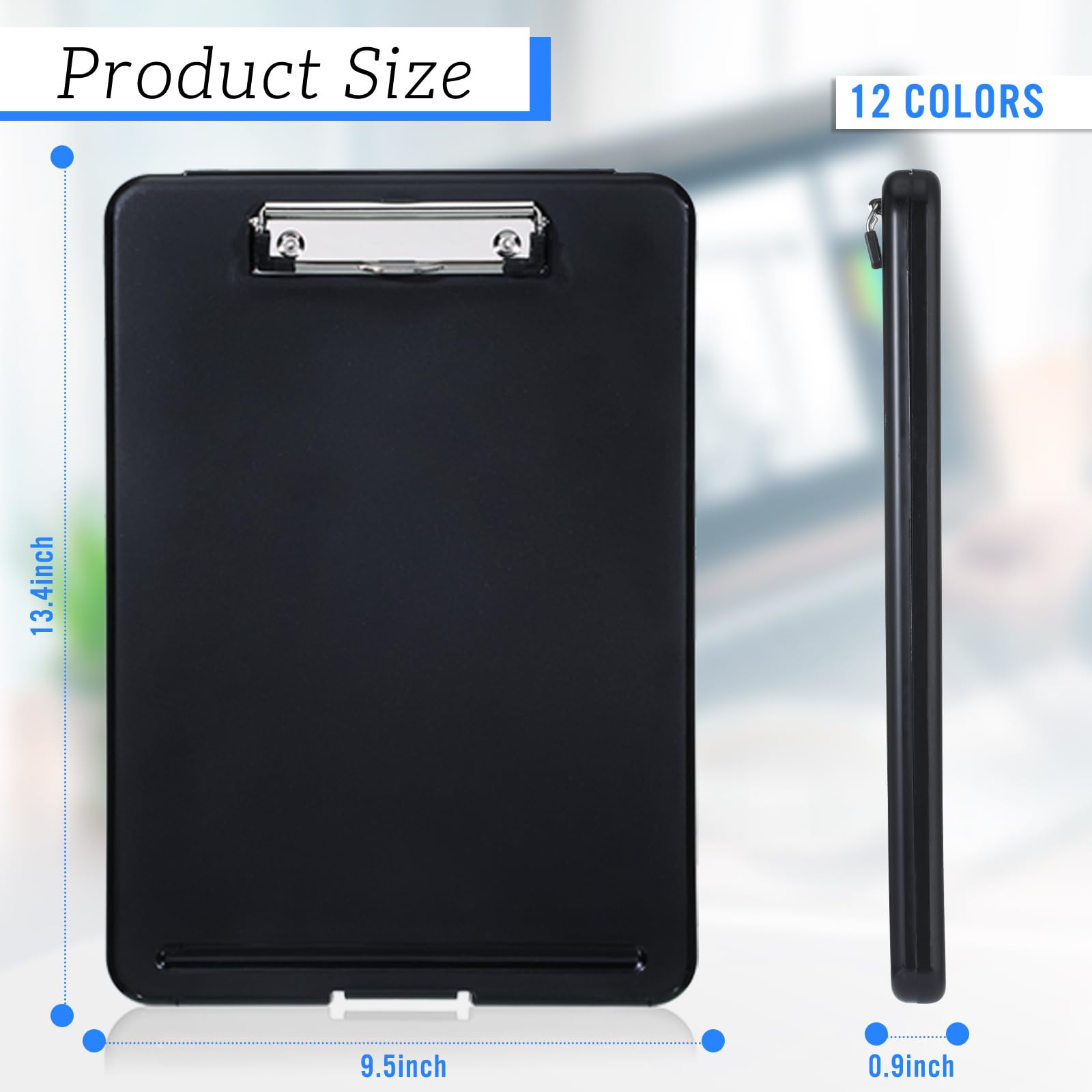 Ireer Lot de 12 porte-blocs en plastique avec rangement - Porte-bloc portable robuste pour 150 feuilles de papier A4 avec porte-stylo - Planchettes à pince de grande capacité pour infirmière