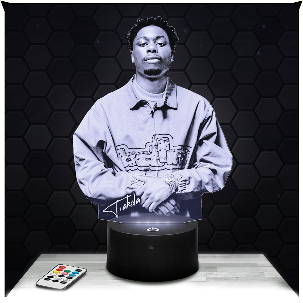 Lampephoto.fr - 3D Lamp Tiakola Rapper Singer 4 Keus, Touch LED Night Light, 3D Hologram Effect, Christmas Birthday Gift Idea for Men Women, Bedroom Decoration Object