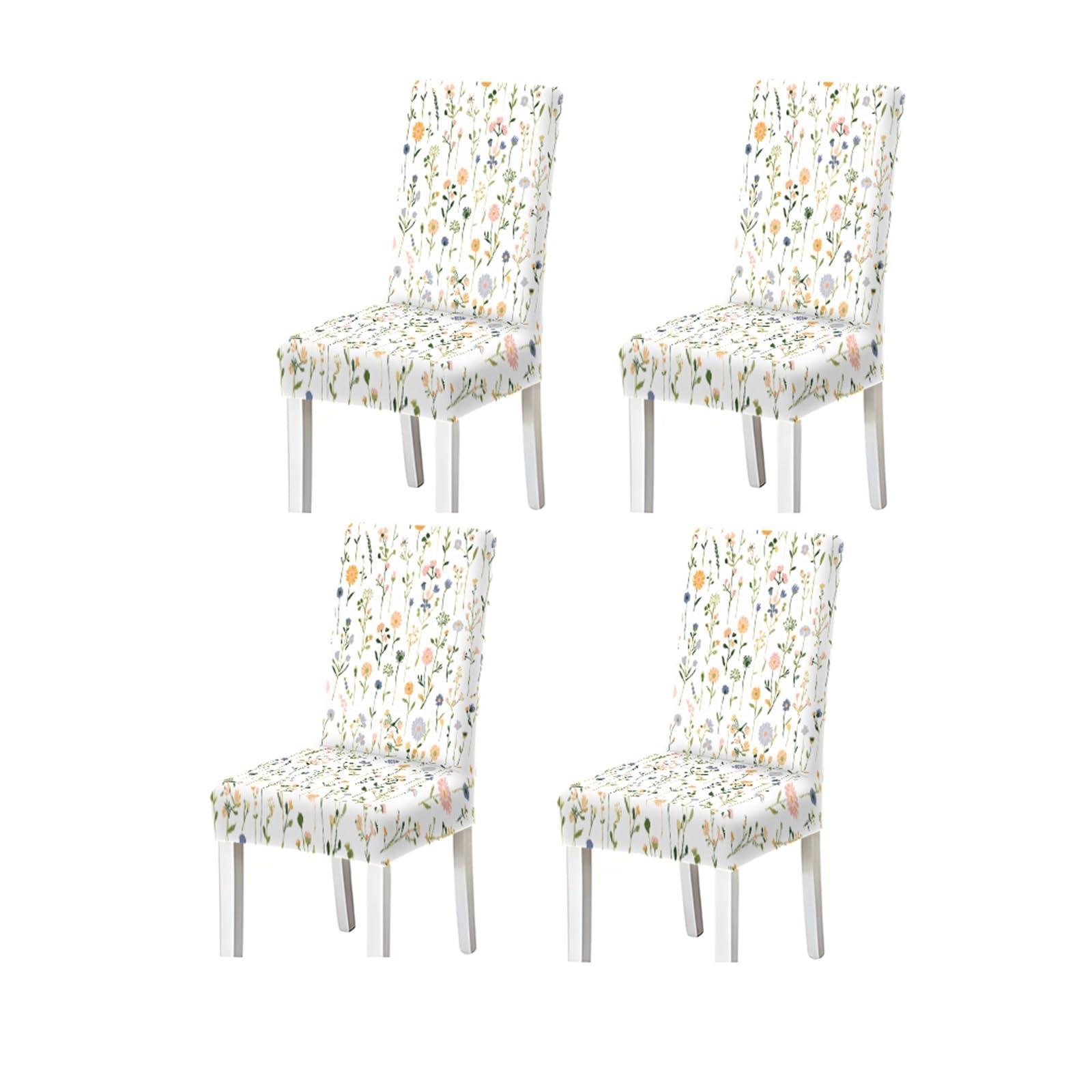 KXUAUV Wildflower Floral Print Dining Chair Covers Set Of 2/4/6, Stretch Slipcovers For Kitchen Dining Room Seat Protectors for Restaurant Hotel Party(4PCSChair cover)