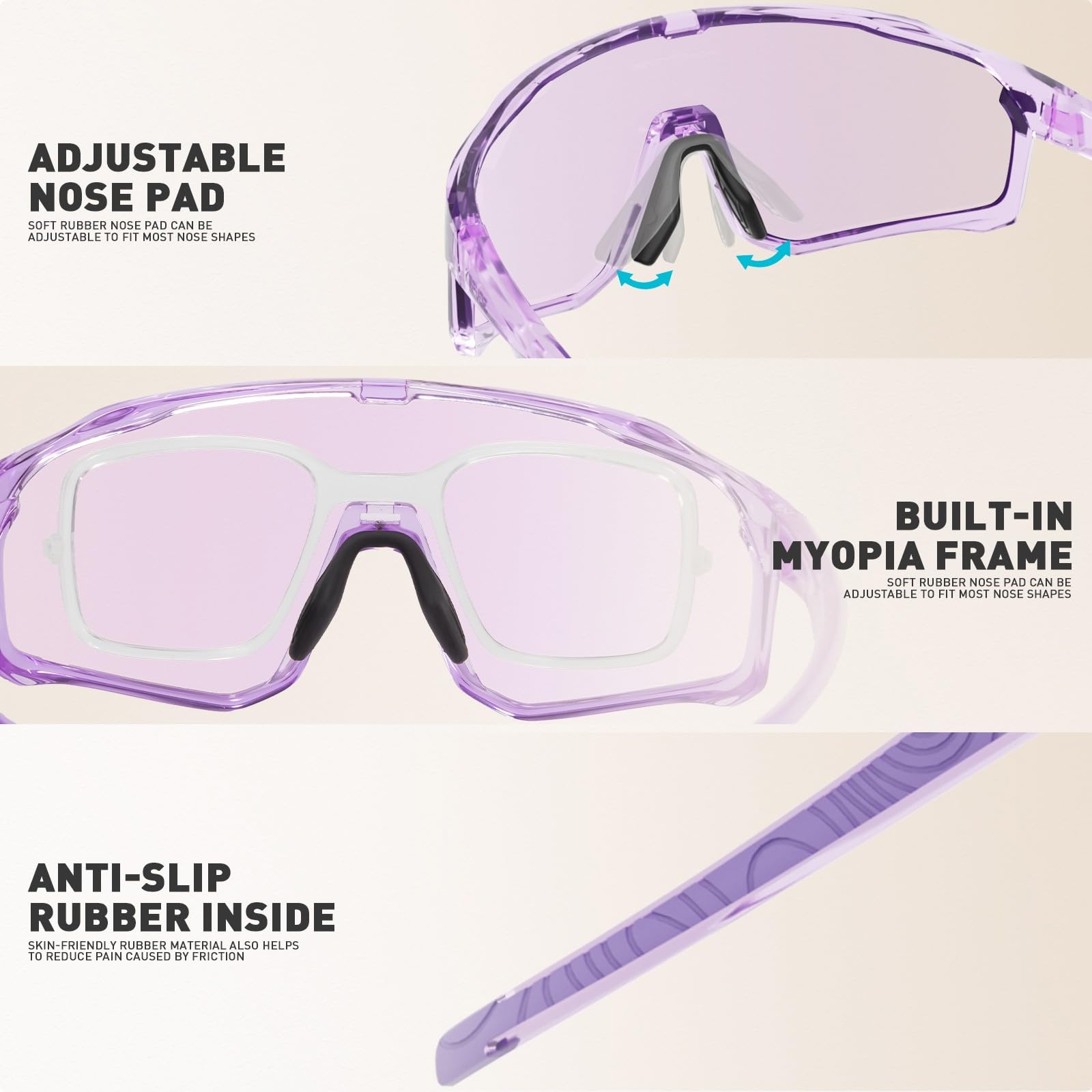 KAPVOE Gafas de Ciclismo Fotocromáticas Bicicleta Montaña Transparentes MTB Hombre Mujer Gafas de Sol Deportivas Running - K93