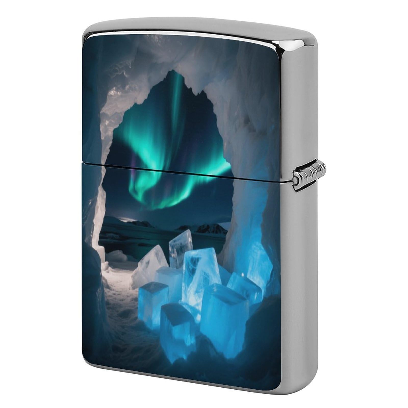 Fekiloot Style Ice Caves And Aurora Lighter Case Cover Metal Lighter Case