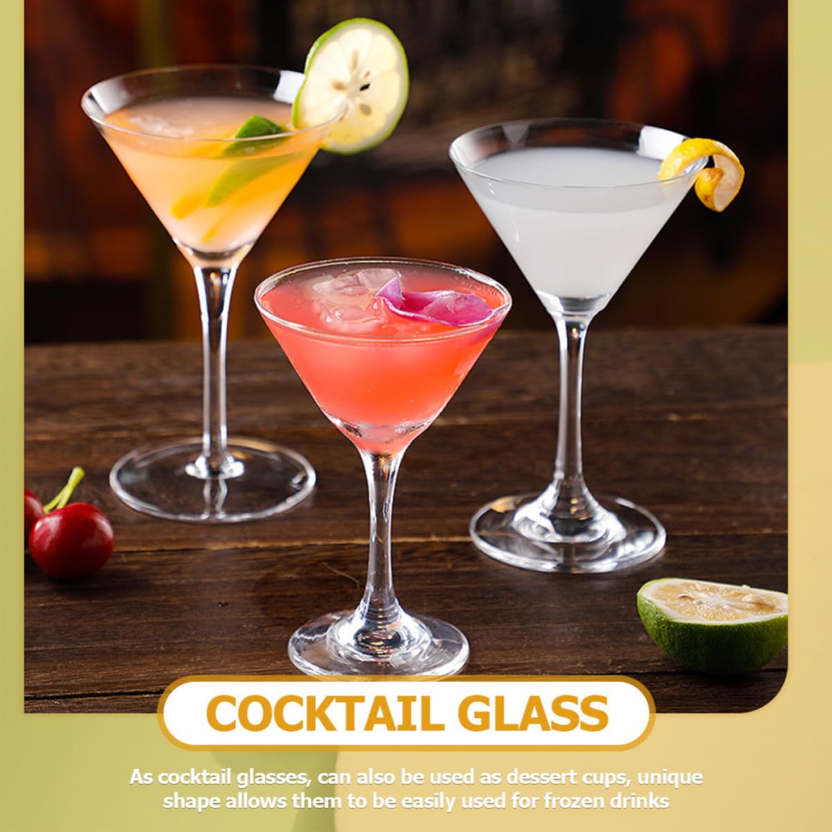 Copas de Cóctel Triangulares de Cristal 4 Piezas 200 Ml | Diseño Elegante y Forma Distintiva, Aptas para Casa y Fiesta, Uso Versátil Copas de Postre