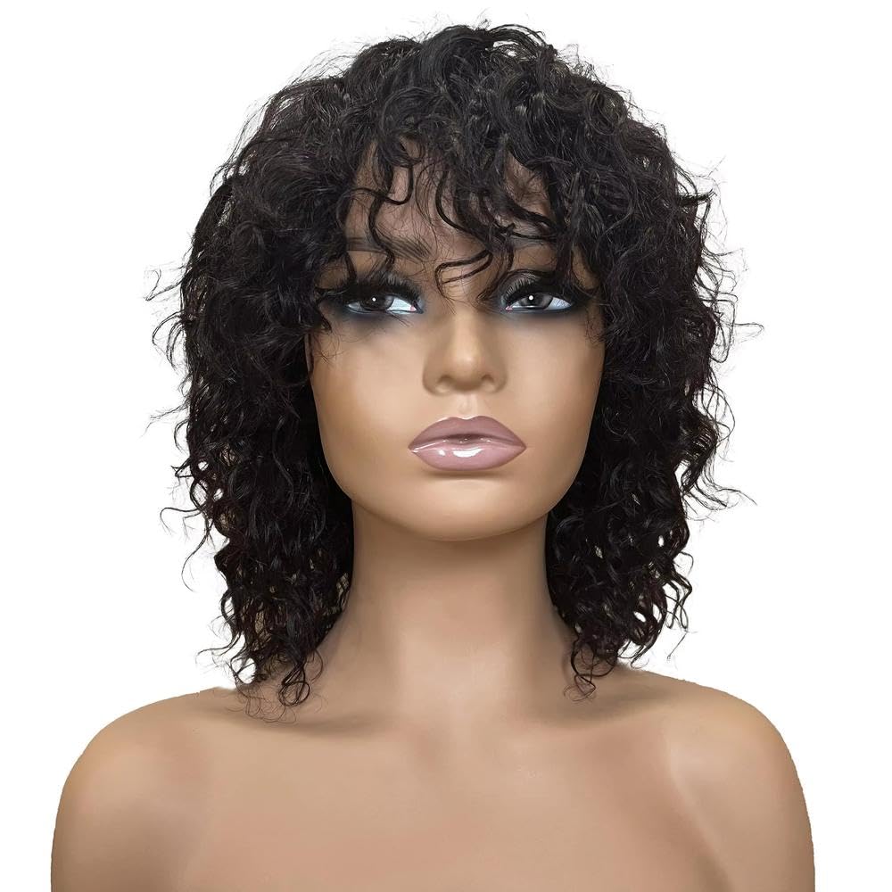 Accessori Parrucche Parrucca Riccia Corta Completamente Realizzata A Macchina Con Frangia Adatta Per L'uso Quotidiano Da Donna Con Parrucca A Onde D'acqua