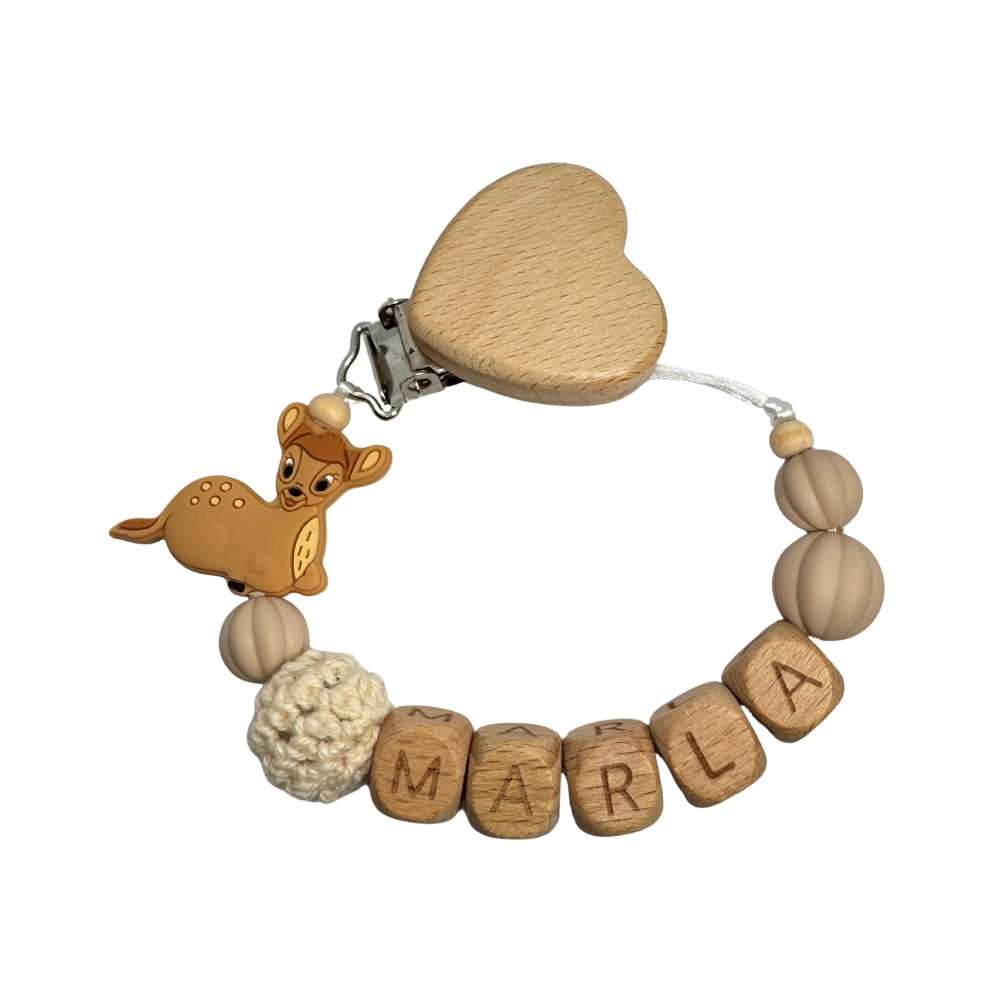 LIYLID Schnullerkette mit Namen personalisiert für Junge oder Mädchen | Giraffe | personalisiertes Baby Geschenk | Schnullerband | Verschiedene Modelle | inkl Geschenkebeutel | Handmade by (Modell 8)