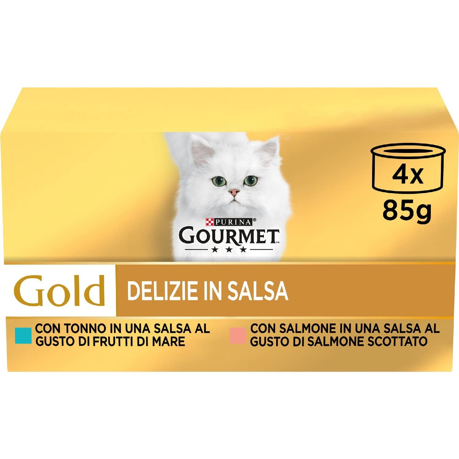 PURINA GOURMET GOLD Umido Gatto Delizie In Salsa con Salmone e Tonno - 48 lattine da 85g ciascuna (12 confezioni da 4x85g)
